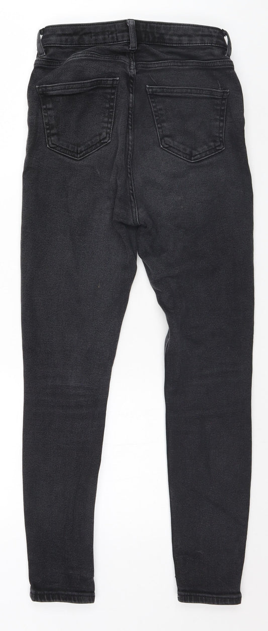 Womens UK Size 8 Disco Regular Fit Straight Black Jeans