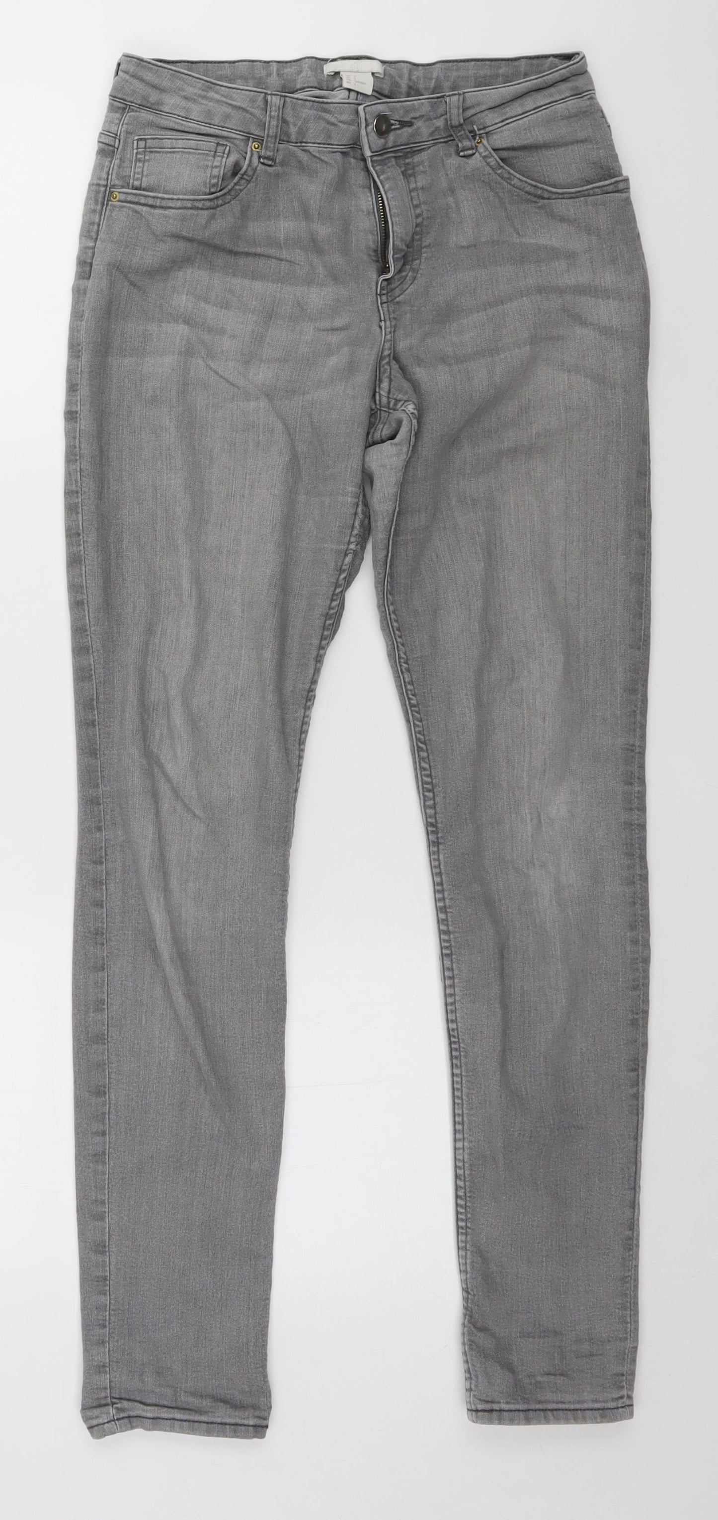 Womens UK Size 8 H&M Regular Fit Straight Grey Jeans