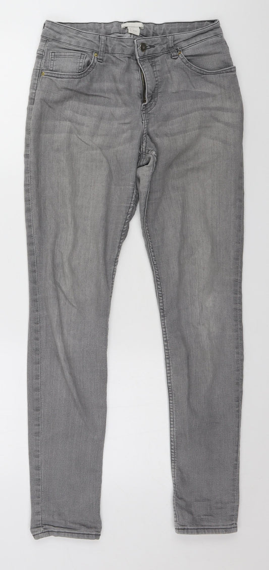 Womens UK Size 8 H&M Regular Fit Straight Grey Jeans