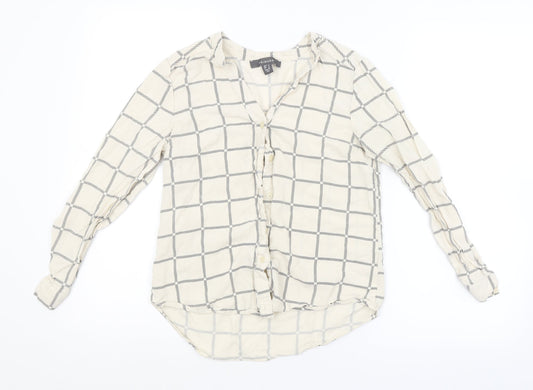 Primark Womens Beige Check  Basic Button-Up Size 8