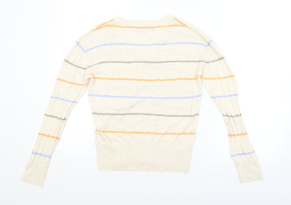 M&S Mens Beige Striped  Pullover Jumper Size S