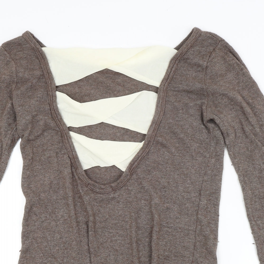 Womens UK Size M Preworn Brown Pullover Jumper