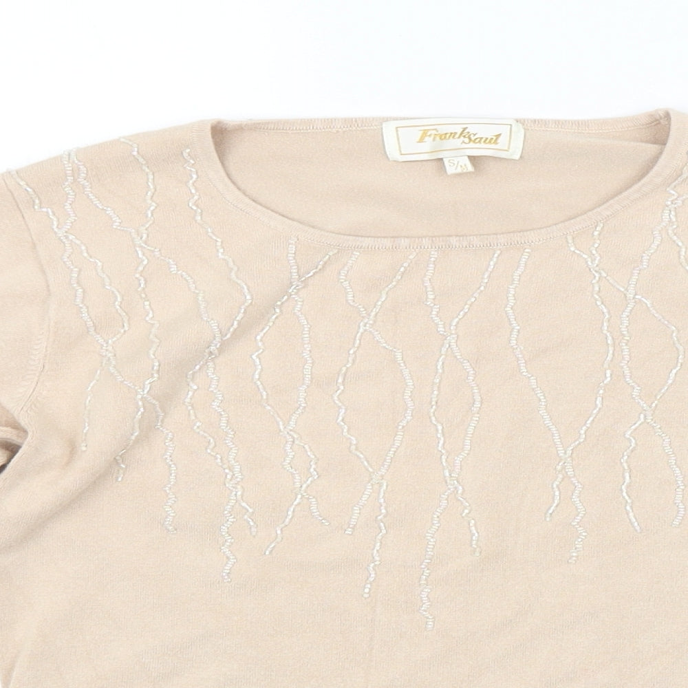 FRANK SAUL Womens Beige   Pullover Jumper Size S