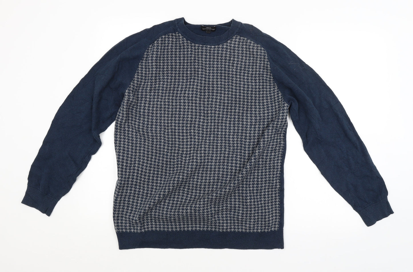 NEXT Mens Blue Check  Pullover Jumper Size L
