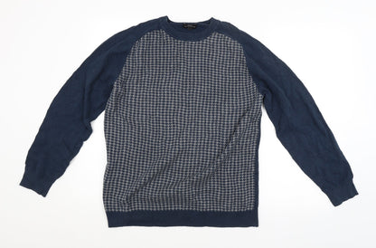NEXT Mens Blue Check  Pullover Jumper Size L
