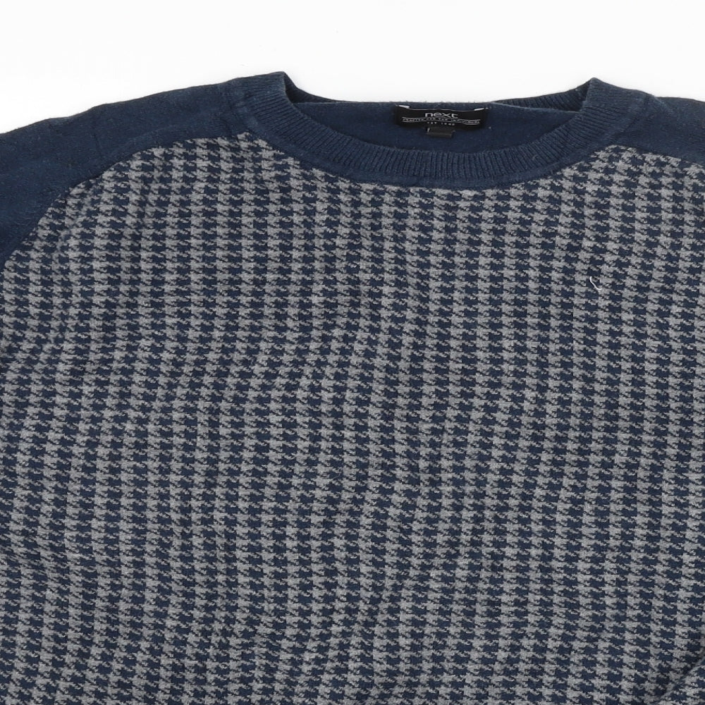 NEXT Mens Blue Check  Pullover Jumper Size L