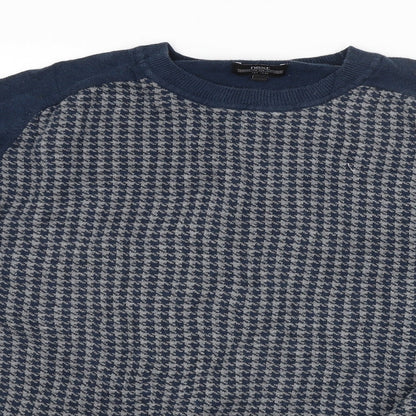 NEXT Mens Blue Check  Pullover Jumper Size L