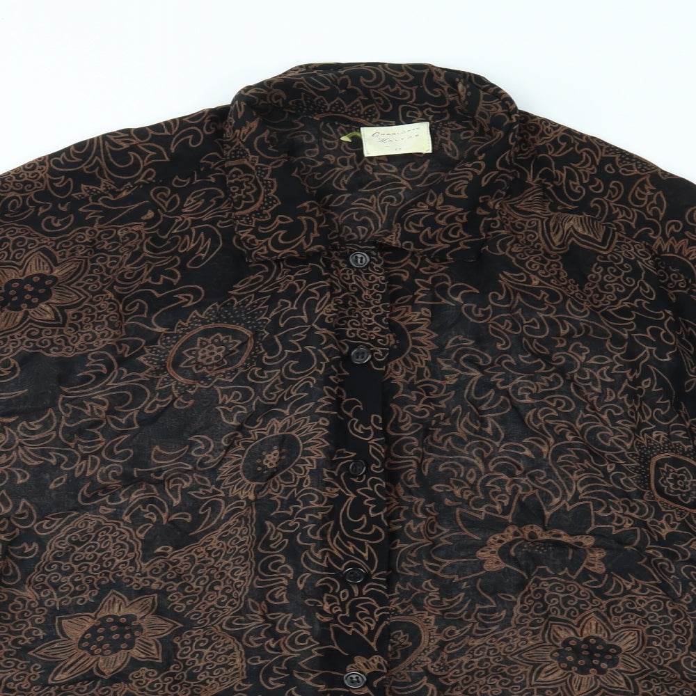 Womens UK Size 12 Charlotte Halton Black Basic Button-Up