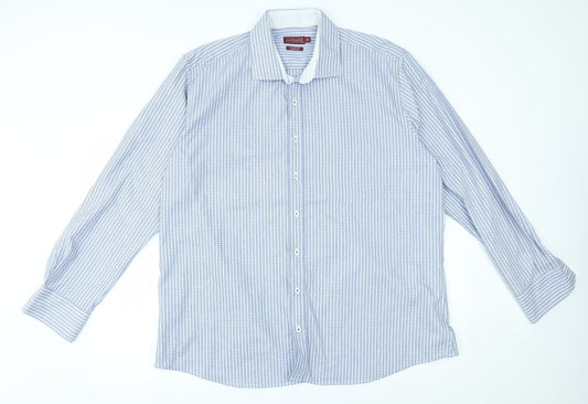 Mens UK Size XL Italian classic Blue  Button-Up Long Sleeve Casual Shirt