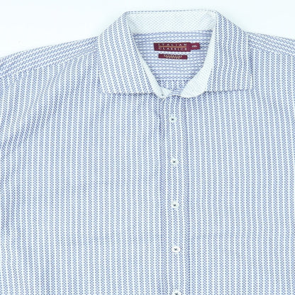 Mens UK Size XL Italian classic Blue  Button-Up Long Sleeve Casual Shirt