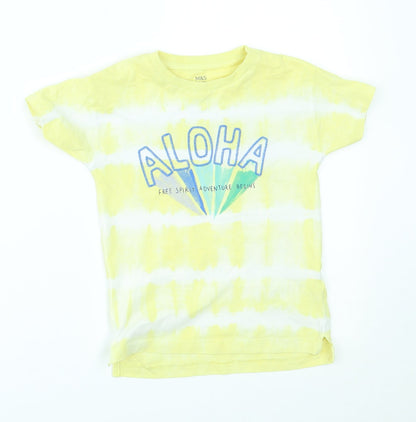 M&S Boys Yellow Striped  Basic T-Shirt Size 3-4 Years  - aloha
