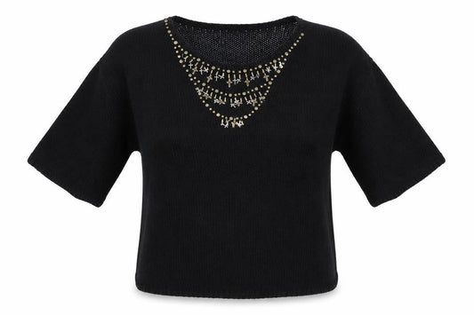 Front view of Miss Selfridge women’s black jumper, size UK 16