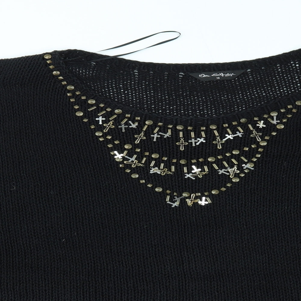 Womens UK Size 16 Miss Selfridge Black Pullover Jumper