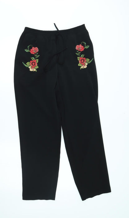 Womens UK Size 10 M&S Regular Fit Capri Black Trousers