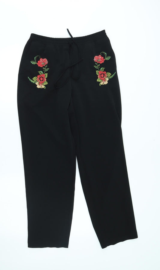 Womens UK Size 10 M&S Regular Fit Capri Black Trousers