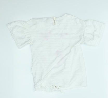 George Girls White   Basic Blouse Size 9-10 Years  - reversible sequin heart