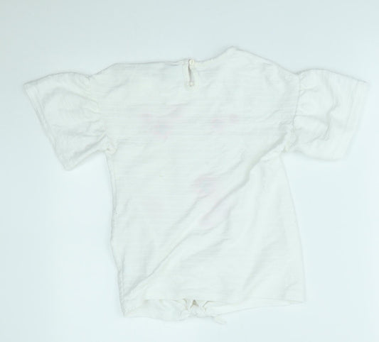George Girls White   Basic Blouse Size 9-10 Years  - reversible sequin heart