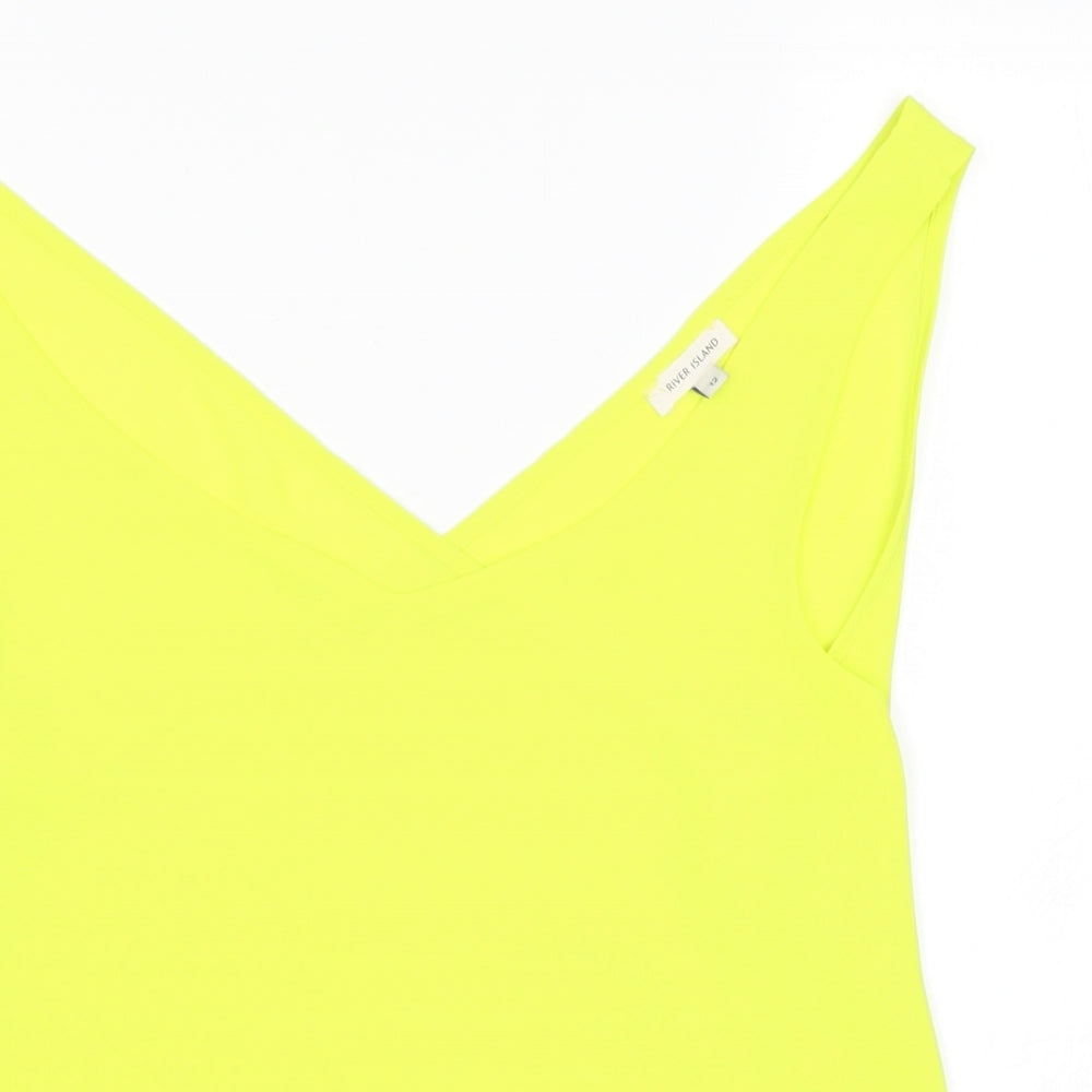 Womens UK Size 12 River Island Green Basic Tank