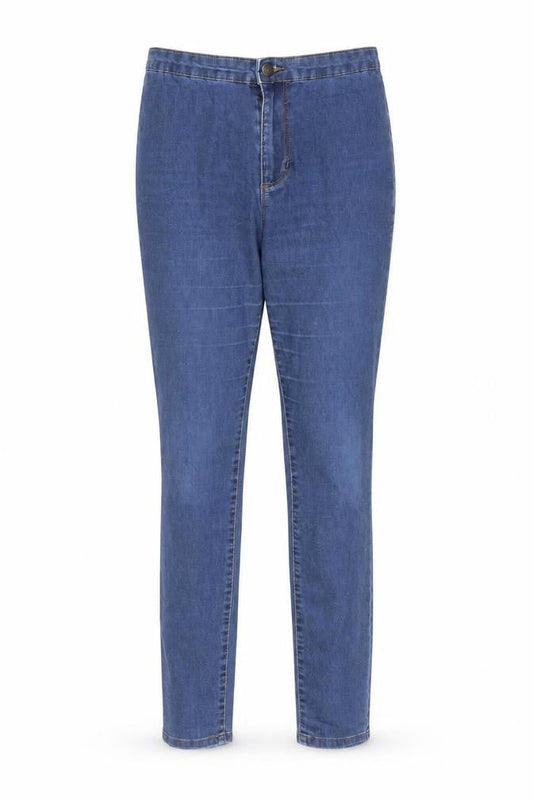 Front view of Denim & Co. women’s blue jegging jeans, size UK 12, 29-inch leg