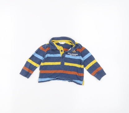 M&Co Baby Blue Striped  Basic Polo Size 3-6 Months