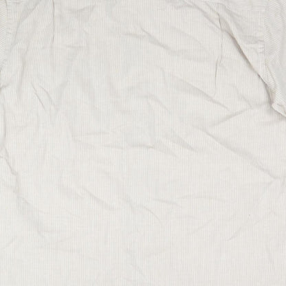 Greenwoods Mens Beige Striped   Button-Up Size 16