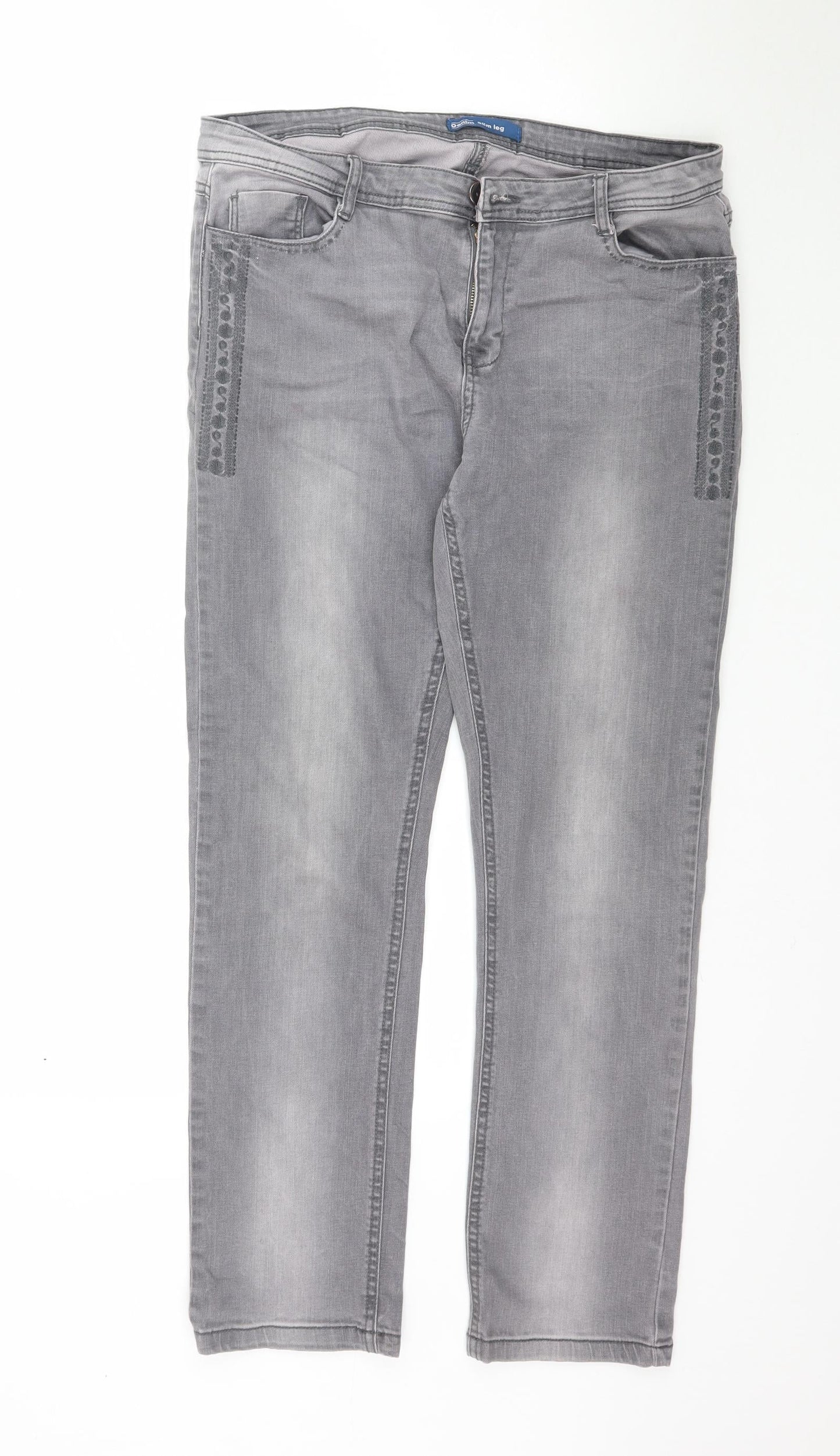 Womens UK Size 14 BHS Regular Fit Skinny Grey Jeans