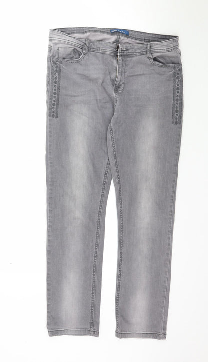 Womens UK Size 14 BHS Regular Fit Skinny Grey Jeans