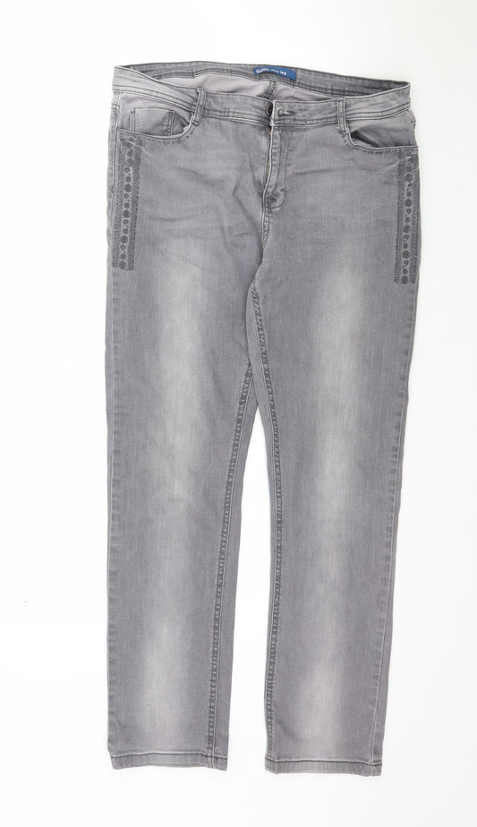 Womens UK Size 14 BHS Regular Fit Skinny Grey Jeans