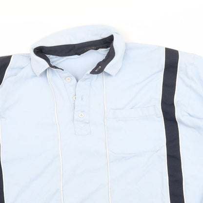 Mens UK Size L Peter Gribby Blue  Button-Up Short Sleeve Casual Shirt