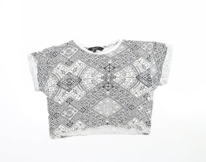 New Look Girls White Paisley  Cropped T-Shirt Size 14-15 Years