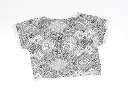 New Look Girls White Paisley  Cropped T-Shirt Size 14-15 Years