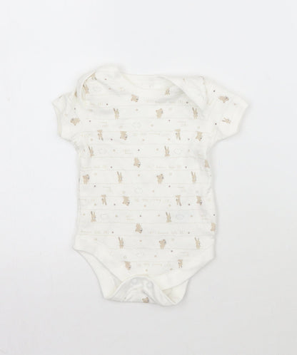 Matalan Baby White Striped  Babygrow One-Piece Size 0-3 Months  - Bears