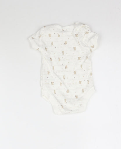 Matalan Baby White Striped  Babygrow One-Piece Size 0-3 Months  - Bears