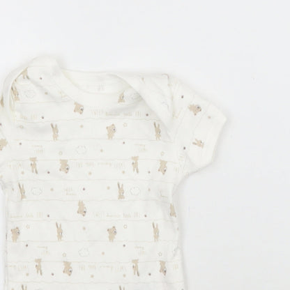 Matalan Baby White Striped  Babygrow One-Piece Size 0-3 Months  - Bears