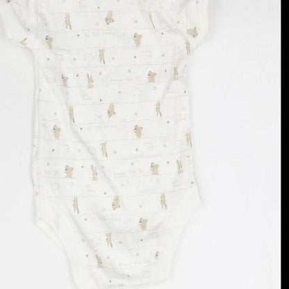 Matalan Baby White Striped  Babygrow One-Piece Size 0-3 Months  - Bears