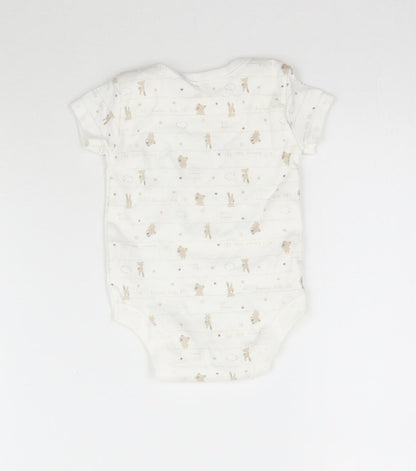 Matalan Baby White Striped  Babygrow One-Piece Size 0-3 Months  - Bears