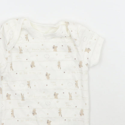 Matalan Baby White Striped  Babygrow One-Piece Size 0-3 Months  - Bears