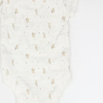 Matalan Baby White Striped  Babygrow One-Piece Size 0-3 Months  - Bears