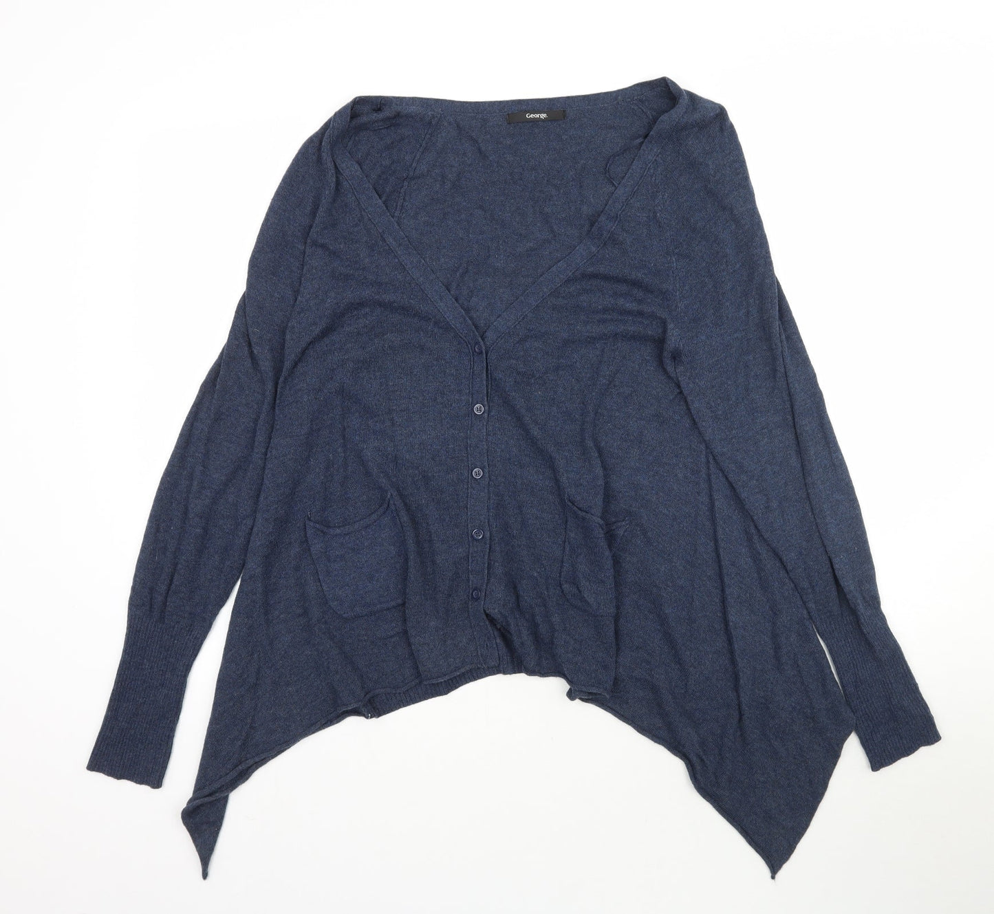 George Womens Blue  Knit Cardigan Jumper Size 14  - Asymmetric Hem
