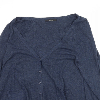 George Womens Blue  Knit Cardigan Jumper Size 14  - Asymmetric Hem