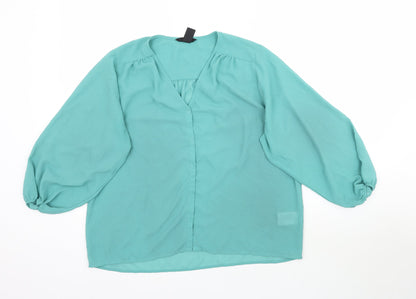 Womens UK Size 8 H&M Green Basic Blouse
