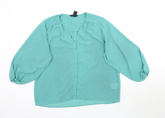 Womens UK Size 8 H&M Green Basic Blouse