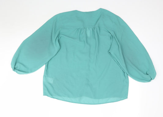 Womens UK Size 8 H&M Green Basic Blouse