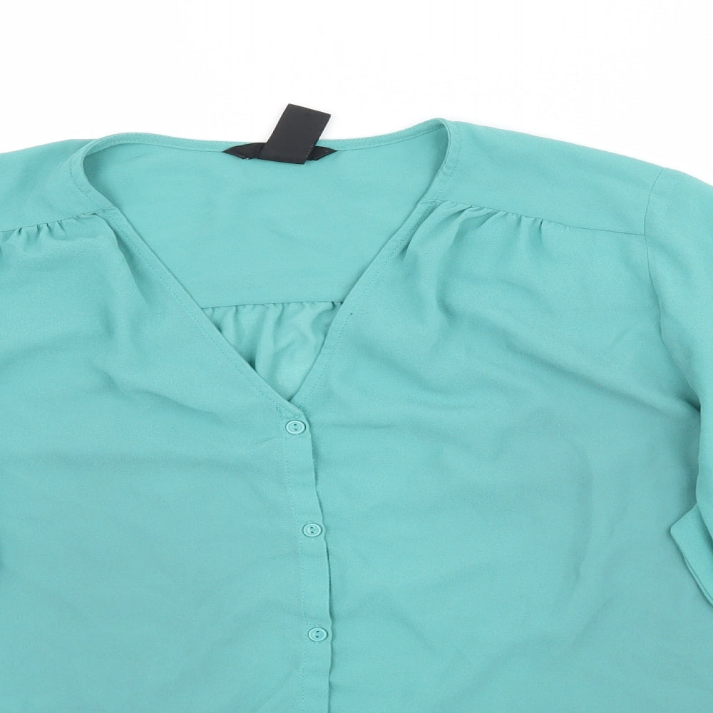 Womens UK Size 8 H&M Green Basic Blouse