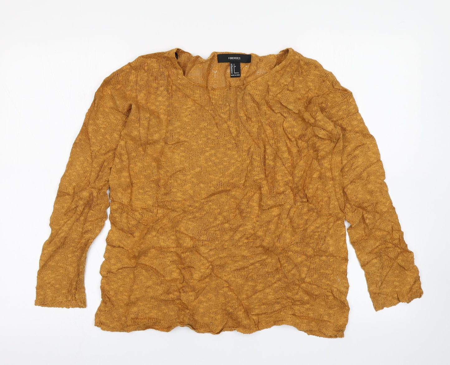 FOREVER 21 Womens Yellow  Knit Pullover Jumper Size S