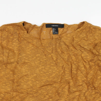 FOREVER 21 Womens Yellow  Knit Pullover Jumper Size S
