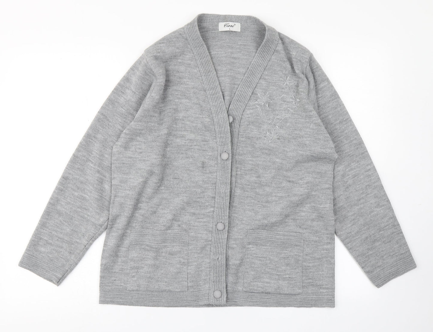 Womens UK Size L Care Grey Cardigan Jumper