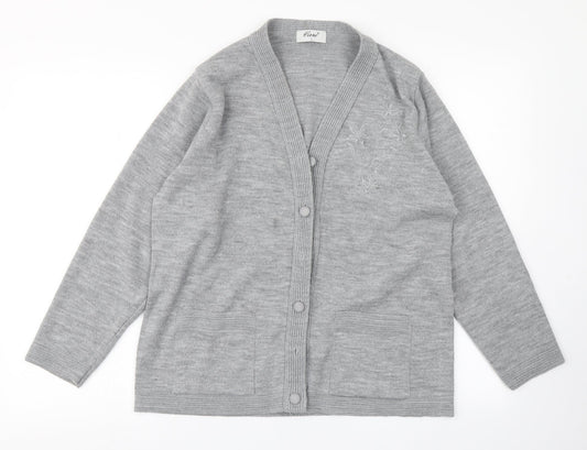 Womens UK Size L Care Grey Cardigan Jumper