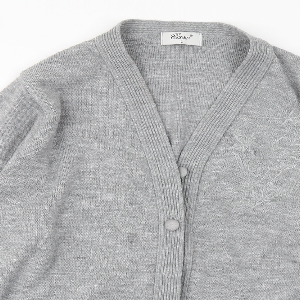 Womens UK Size L Care Grey Cardigan Jumper