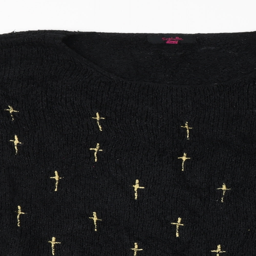 Womens UK Size 14 Simply Be Black Pullover Jumper